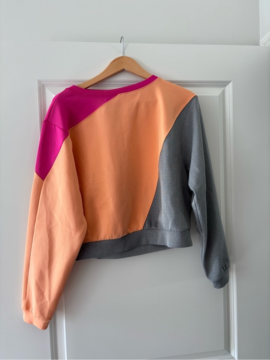 JoyLab Tops - JoyLab Colorblock Crewneck Sweatshirt - Peach, Fuchsia & Gray